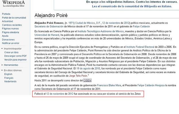 Insólito: Wikipedia predice el asesinato de Alejandro Piré