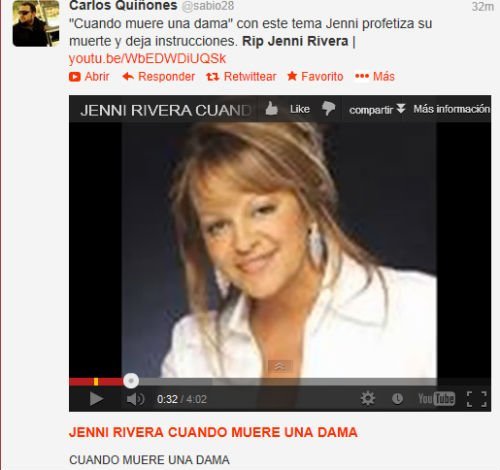 ¿Jenni Rivera predijo su muerte? ¿Jenni Rivera predijo su muerte?