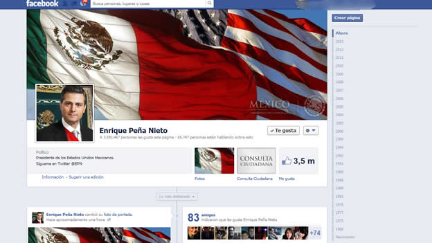 Enrique Peña Nieto con la bandera de Estados Unidos en Facebook