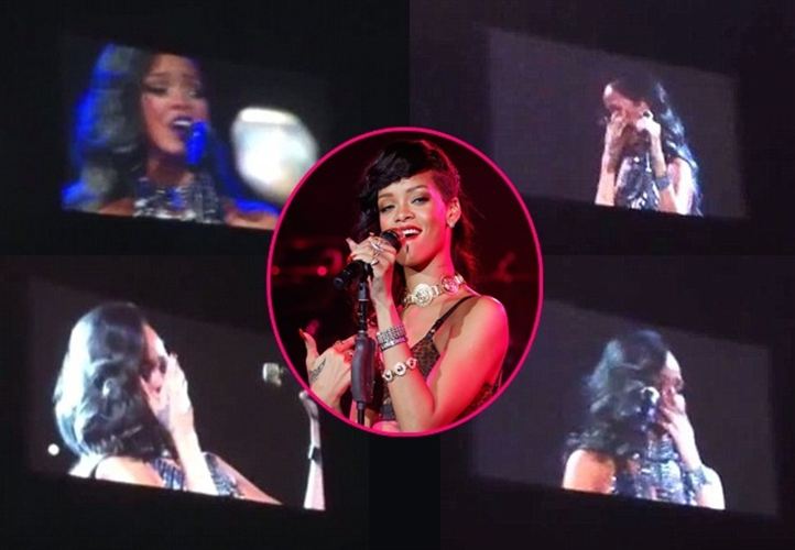 Video: Rihanna rompe a llorar en pleno recital Video: Rihanna rompe a llorar en pleno recital